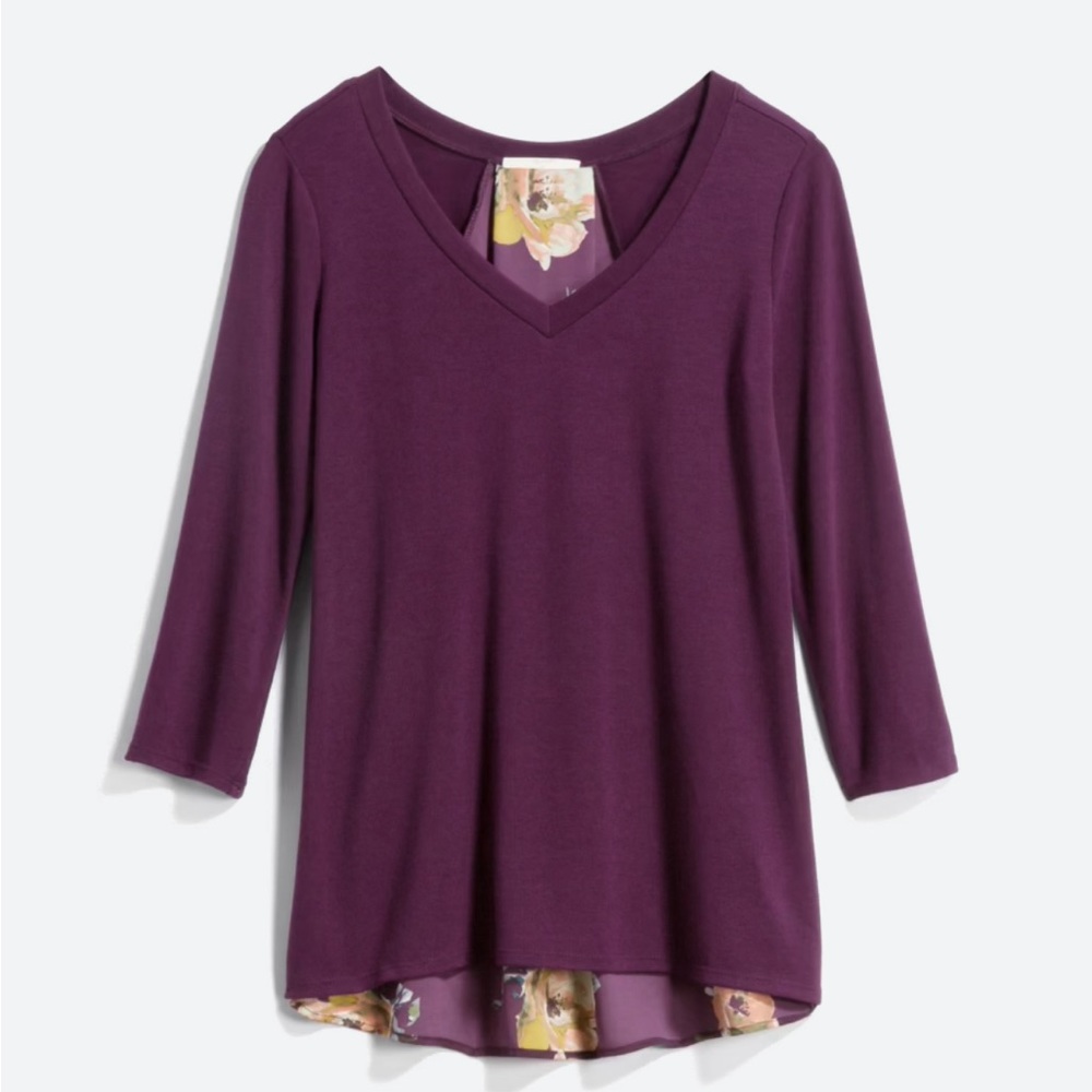Le Lis Alante Woven Back knit Top size large